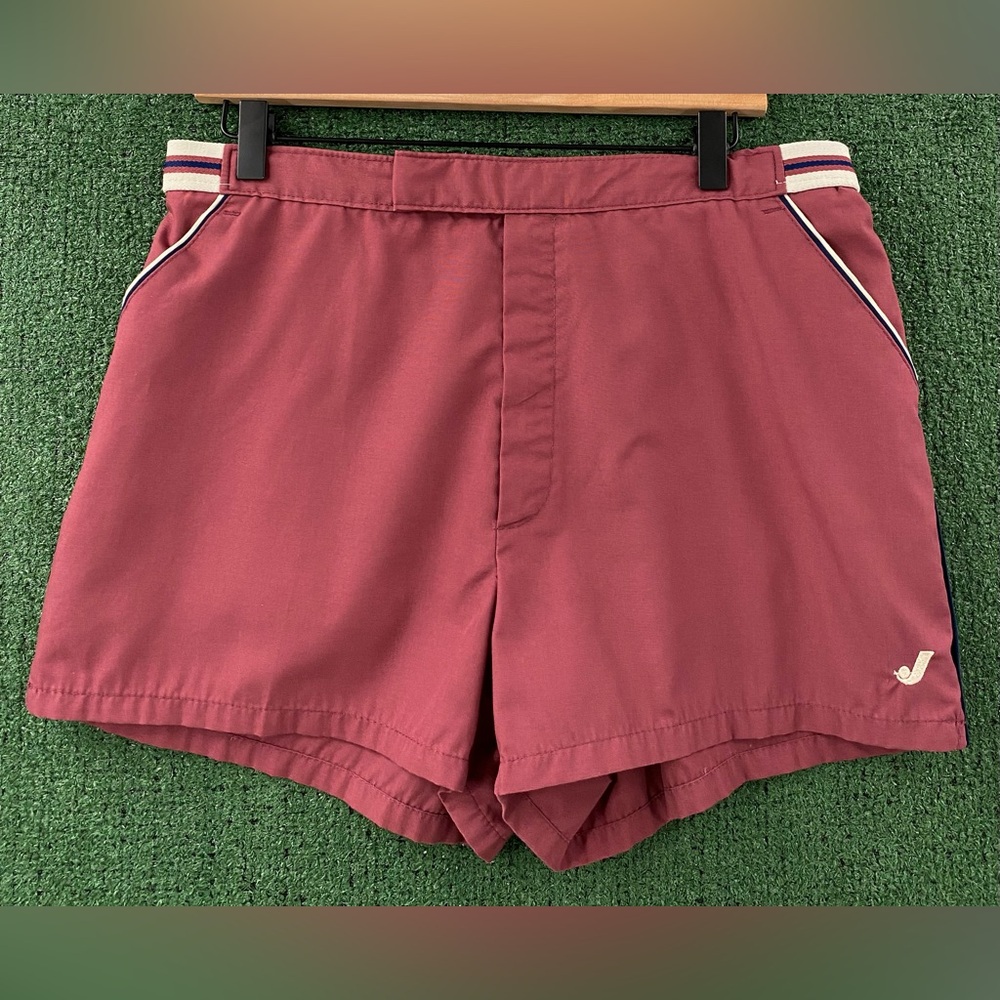 VTG 80’s Jantzen Mauve Striped Waistband Tennis Shorts Men’s Size 34 USA Made